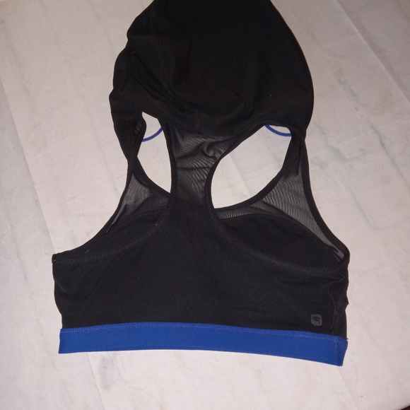 Fabletics Black Hooded Mesh Panels Padded Sports Bra Medium - Picture 6 of 6